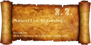 Muncsilla Nikander névjegykártya